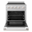 ZLINE 30 in. 4.2 cu. ft. Marino Induction Range with 4 Element Cooktop and Electric Convection Oven in Satin Stainless Steel with White Matte Door (MINRS-WM-30)