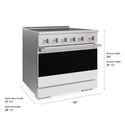 ZLINE 36 in. 5.2 cu. ft. Marino Induction Range with 5 Element Cooktop and Electric Convection Oven in Satin Stainless Steel with White Matte Door (MINRS-WM-36)