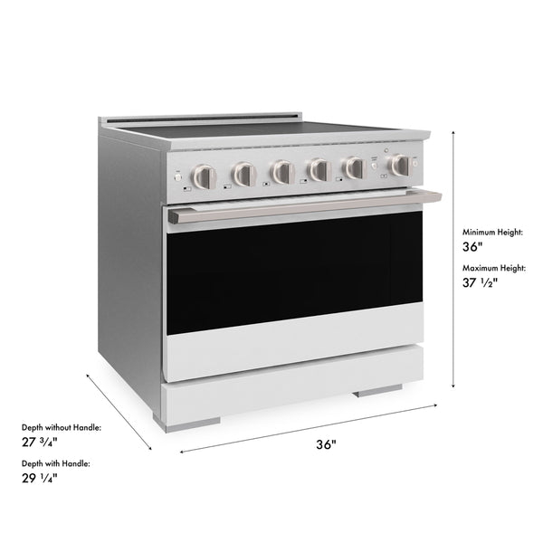 ZLINE 36 in. 5.2 cu. ft. Marino Induction Range with 5 Element Cooktop and Electric Convection Oven in Satin Stainless Steel with White Matte Door (MINRS-WM-36)