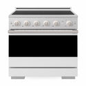 ZLINE 36 in. 5.2 cu. ft. Marino Induction Range with 5 Element Cooktop and Electric Convection Oven in Satin Stainless Steel with White Matte Door (MINRS-WM-36)