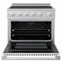 ZLINE 36 in. 5.2 cu. ft. Marino Induction Range with 5 Element Cooktop and Electric Convection Oven in Satin Stainless Steel with White Matte Door (MINRS-WM-36)