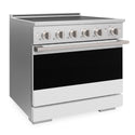ZLINE 36 in. 5.2 cu. ft. Marino Induction Range with 5 Element Cooktop and Electric Convection Oven in Satin Stainless Steel with White Matte Door (MINRS-WM-36)