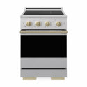 ZLINE Autograph Edition 24 in. 3.2 cu. ft. Marino Induction Range with 3 Element Cooktop and Electric Convection Oven in Satin Stainless Steel with Champagne Bronze Accents (MINRSZ-24-CB)