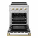 ZLINE Autograph Edition 24 in. 3.2 cu. ft. Marino Induction Range with 3 Element Cooktop and Electric Convection Oven in Satin Stainless Steel with Champagne Bronze Accents (MINRSZ-24-CB)
