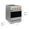 ZLINE Autograph Edition 24 in. 3.2 cu. ft. Marino Induction Range with 3 Element Cooktop and Electric Convection Oven in Satin Stainless Steel with Polished Gold Accents (MINRSZ-24-G)