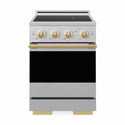 ZLINE Autograph Edition 24 in. 3.2 cu. ft. Marino Induction Range with 3 Element Cooktop and Electric Convection Oven in Satin Stainless Steel with Polished Gold Accents (MINRSZ-24-G)