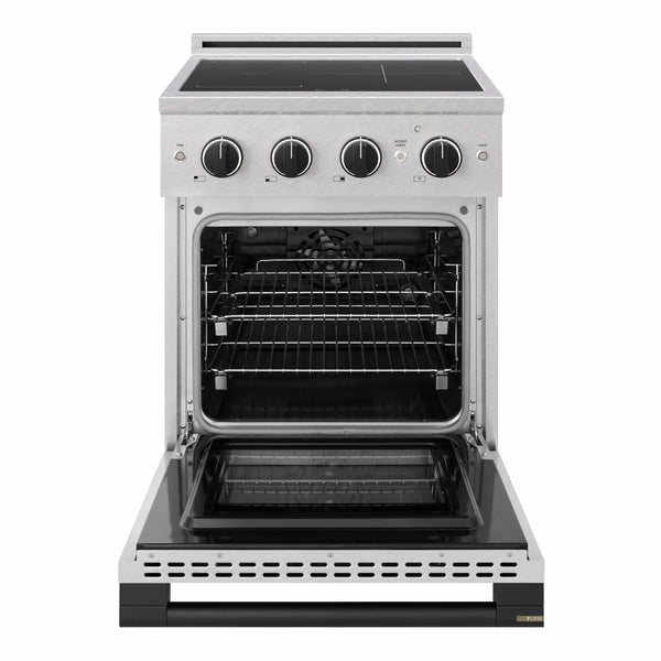ZLINE Autograph Edition 24 in. 3.2 cu. ft. Marino Induction Range with 3 Element Cooktop and Electric Convection Oven in Satin Stainless Steel with Matte Black Accents (MINRSZ-24-MB)