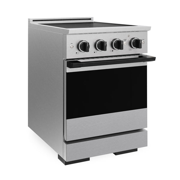 ZLINE Autograph Edition 24 in. 3.2 cu. ft. Marino Induction Range with 3 Element Cooktop and Electric Convection Oven in Satin Stainless Steel with Matte Black Accents (MINRSZ-24-MB)