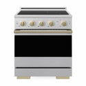 ZLINE Autograph Edition 30 in. 4.2 cu. ft. Marino Induction Range with 4 Element Cooktop and Electric Convection Oven in Satin Stainless Steel with Champagne Bronze Accents (MINRSZ-30-CB)