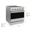 ZLINE Autograph Edition 30 in. 4.2 cu. ft. Marino Induction Range with 4 Element Cooktop and Electric Convection Oven in Satin Stainless Steel with Polished Gold Accents (MINRSZ-30-G)