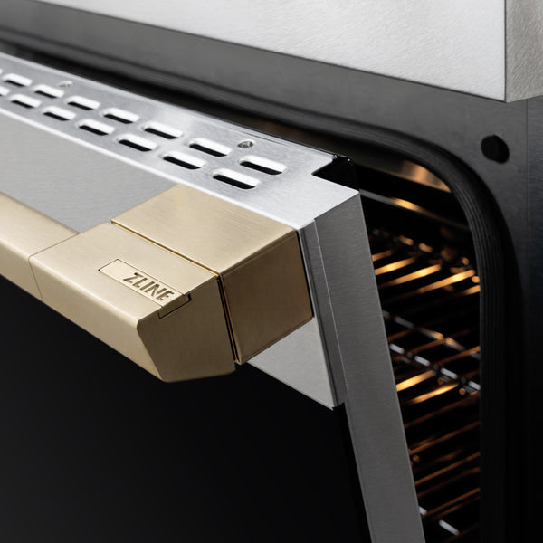 ZLINE Autograph Edition 36 in. 5.2 cu. ft. Marino Induction Range with 5 Element Cooktop and Electric Convection Oven in Satin Stainless Steel with Champagne Bronze Accents (MINRSZ-36-CB)