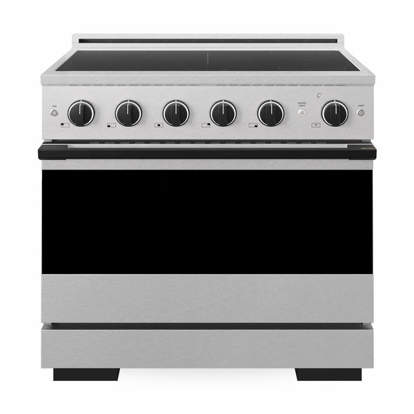 ZLINE Autograph Edition 36 in. 5.2 cu. ft. Marino Induction Range with 5 Element Cooktop and Electric Convection Oven in Satin Stainless Steel with Matte Black Accents (MINRSZ-36-MB)