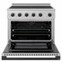 ZLINE Autograph Edition 36 in. 5.2 cu. ft. Marino Induction Range with 5 Element Cooktop and Electric Convection Oven in Satin Stainless Steel with Matte Black Accents (MINRSZ-36-MB)