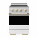 ZLINE Autograph Edition 24 in. 3.2 cu. ft. Marino Induction Range with 3 Element Cooktop and Electric Convection Oven in Satin Stainless Steel with White Matte Door and Champagne Bronze Accents (MINRSZ-WM-24-CB)