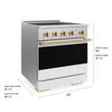 ZLINE Autograph Edition 30 in. 4.2 cu. ft. Marino Induction Range with 4 Element Cooktop and Electric Convection Oven in Satin Stainless Steel with White Matte Door and Polished Gold Accents (MINRSZ-WM-30-G)