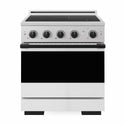 ZLINE Autograph Edition 30 in. 4.2 cu. ft. Marino Induction Range with 4 Element Cooktop and Electric Convection Oven in Satin Stainless Steel with White Matte Door and Matte Black Accents (MINRSZ-WM-30-MB)