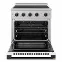 ZLINE Autograph Edition 30 in. 4.2 cu. ft. Marino Induction Range with 4 Element Cooktop and Electric Convection Oven in Satin Stainless Steel with White Matte Door and Matte Black Accents (MINRSZ-WM-30-MB)