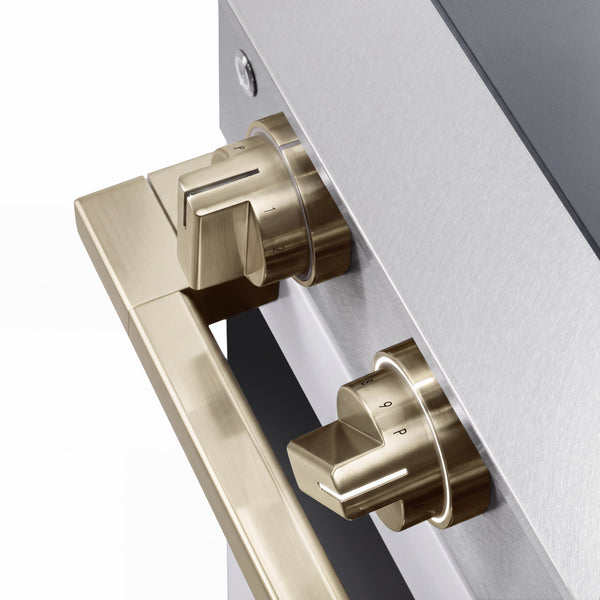 ZLINE Autograph Edition 36 in. 5.2 cu. ft. Marino Induction Range with 5 Element Cooktop and Electric Convection Oven in Satin Stainless Steel with White Matte Door and Champagne Bronze Accents (MINRSZ-WM-36-CB)