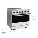 ZLINE Autograph Edition 36 in. 5.2 cu. ft. Marino Induction Range with 5 Element Cooktop and Electric Convection Oven in Satin Stainless Steel with White Matte Door and Matte Black Accents (MINRSZ-WM-36-MB)