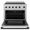 ZLINE Autograph Edition 36 in. 5.2 cu. ft. Marino Induction Range with 5 Element Cooktop and Electric Convection Oven in Satin Stainless Steel with White Matte Door and Matte Black Accents (MINRSZ-WM-36-MB)