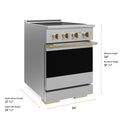 ZLINE Autograph Edition 24 in. 3.2 cu. ft. Marino Induction Range with 3 Element Cooktop and Electric Convection Oven in Stainless Steel with Champagne Bronze Accents (MINRZ-24-CB)