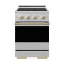 ZLINE Autograph Edition 24 in. 3.2 cu. ft. Marino Induction Range with 3 Element Cooktop and Electric Convection Oven in Stainless Steel with Champagne Bronze Accents (MINRZ-24-CB)