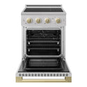 ZLINE Autograph Edition 24 in. 3.2 cu. ft. Marino Induction Range with 3 Element Cooktop and Electric Convection Oven in Stainless Steel with Champagne Bronze Accents (MINRZ-24-CB)