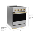 ZLINE Autograph Edition 24 in. 3.2 cu. ft. Marino Induction Range with 3 Element Cooktop and Electric Convection Oven in Stainless Steel with Polished Gold Accents (MINRZ-24-G)