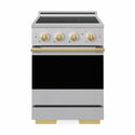 ZLINE Autograph Edition 24 in. 3.2 cu. ft. Marino Induction Range with 3 Element Cooktop and Electric Convection Oven in Stainless Steel with Polished Gold Accents (MINRZ-24-G)
