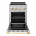 ZLINE Autograph Edition 24 in. 3.2 cu. ft. Marino Induction Range with 3 Element Cooktop and Electric Convection Oven in Stainless Steel with Polished Gold Accents (MINRZ-24-G)