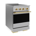 ZLINE Autograph Edition 24 in. 3.2 cu. ft. Marino Induction Range with 3 Element Cooktop and Electric Convection Oven in Stainless Steel with Polished Gold Accents (MINRZ-24-G)