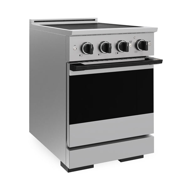 ZLINE Autograph Edition 24 in. 3.2 cu. ft. Marino Induction Range with 3 Element Cooktop and Electric Convection Oven in Stainless Steel with Matte Black Accents (MINRZ-24-MB)