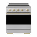 ZLINE Autograph Edition 30 in. 4.2 cu. ft. Marino Induction Range with 4 Element Cooktop and Electric Convection Oven in Stainless Steel with Champagne Bronze Accents (MINRZ-30-CB)