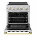 ZLINE Autograph Edition 30 in. 4.2 cu. ft. Marino Induction Range with 4 Element Cooktop and Electric Convection Oven in Stainless Steel with Champagne Bronze Accents (MINRZ-30-CB)