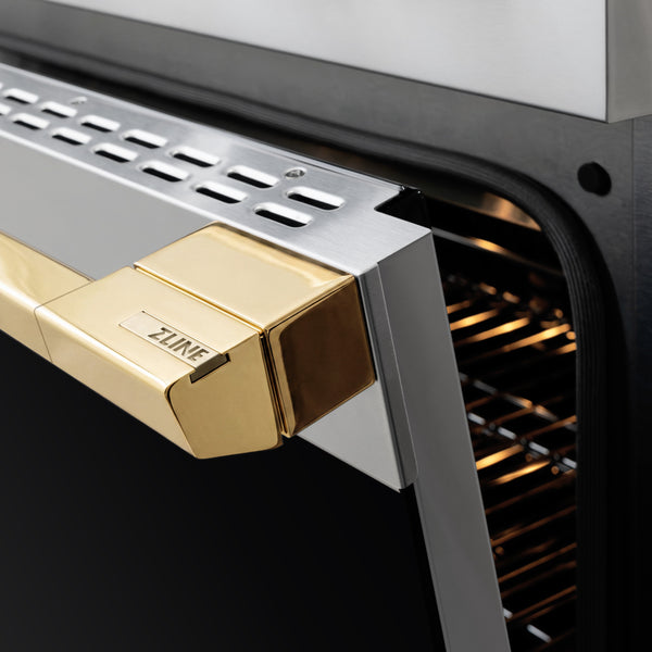 ZLINE Autograph Edition 30 in. 4.2 cu. ft. Marino Induction Range with 4 Element Cooktop and Electric Convection Oven in Stainless Steel with Polished Gold Accents (MINRZ-30-G)