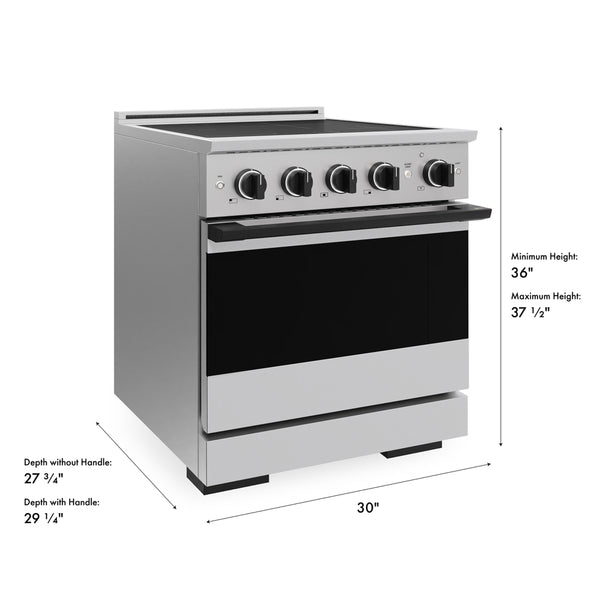 ZLINE Autograph Edition 30 in. 4.2 cu. ft. Marino Induction Range with 4 Element Cooktop and Electric Convection Oven in Stainless Steel with Matte Black Accents (MINRZ-30-MB)