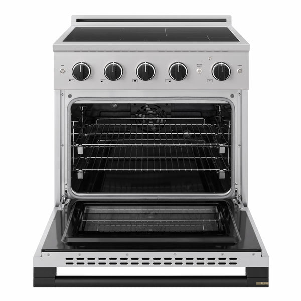 ZLINE Autograph Edition 30 in. 4.2 cu. ft. Marino Induction Range with 4 Element Cooktop and Electric Convection Oven in Stainless Steel with Matte Black Accents (MINRZ-30-MB)