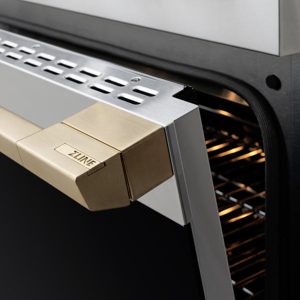 ZLINE Autograph Edition 36 in. 5.2 cu. ft. Marino Induction Range with 5 Element Cooktop and Electric Convection Oven in Stainless Steel with Champagne Bronze Accents (MINRZ-36-CB)