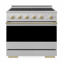 ZLINE Autograph Edition 36 in. 5.2 cu. ft. Marino Induction Range with 5 Element Cooktop and Electric Convection Oven in Stainless Steel with Champagne Bronze Accents (MINRZ-36-CB)