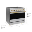 ZLINE Autograph Edition 36 in. 5.2 cu. ft. Marino Induction Range with 5 Element Cooktop and Electric Convection Oven in Stainless Steel with Polished Gold Accents (MINRZ-36-G)