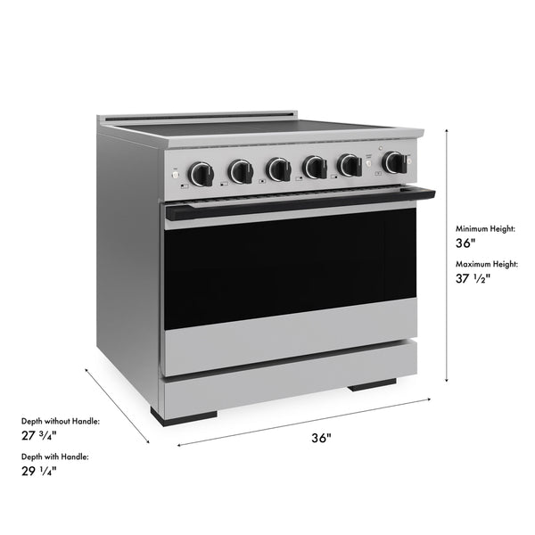 ZLINE Autograph Edition 36 in. 5.2 cu. ft. Marino Induction Range with 5 Element Cooktop and Electric Convection Oven in Stainless Steel with Matte Black Accents (MINRZ-36-MB)