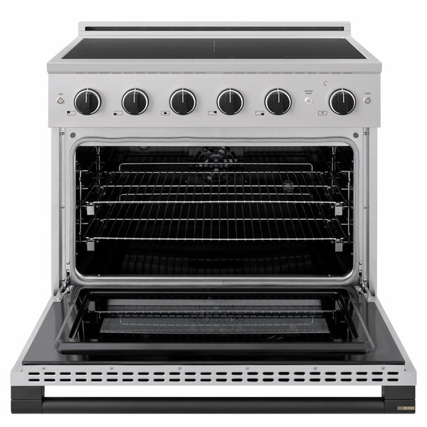 ZLINE Autograph Edition 36 in. 5.2 cu. ft. Marino Induction Range with 5 Element Cooktop and Electric Convection Oven in Stainless Steel with Matte Black Accents (MINRZ-36-MB)