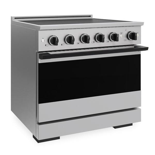 ZLINE Autograph Edition 36 in. 5.2 cu. ft. Marino Induction Range with 5 Element Cooktop and Electric Convection Oven in Stainless Steel with Matte Black Accents (MINRZ-36-MB)