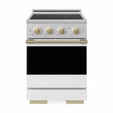 ZLINE Autograph Edition 24 in. 3.2 cu. ft. Marino Induction Range with 3 Element Cooktop and Electric Convection Oven in Stainless Steel with White Matte Door and Champagne Bronze Accents (MINRZ-WM-24-CB)