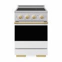 ZLINE Autograph Edition 24 in. 3.2 cu. ft. Marino Induction Range with 3 Element Cooktop and Electric Convection Oven in Stainless Steel with White Matte Door and Polished Gold Accents (MINRZ-WM-24-G)
