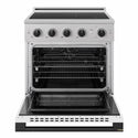 ZLINE Autograph Edition 30 in. 4.2 cu. ft. Marino Induction Range with 4 Element Cooktop and Electric Convection Oven in Stainless Steel with White Matte Door and Matte Black Accents (MINRZ-WM-30-MB)