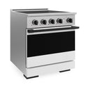 ZLINE Autograph Edition 30 in. 4.2 cu. ft. Marino Induction Range with 4 Element Cooktop and Electric Convection Oven in Stainless Steel with White Matte Door and Matte Black Accents (MINRZ-WM-30-MB)
