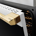 ZLINE Autograph Edition 36 in. 5.2 cu. ft. Marino Induction Range with 5 Element Cooktop and Electric Convection Oven in Stainless Steel with White Matte Door and Polished Gold Accents (MINRZ-WM-36-G)