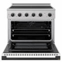 ZLINE Autograph Edition 36 in. 5.2 cu. ft. Marino Induction Range with 5 Element Cooktop and Electric Convection Oven in Stainless Steel with White Matte Door and Matte Black Accents (MINRZ-WM-36-MB)