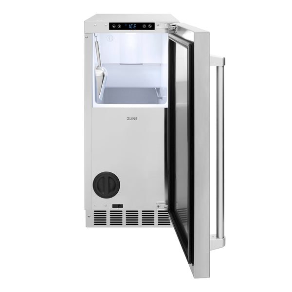 ZLINE 15 in. Touchstone Nugget Ice Maker with Drain Pump and Solid Stainless Steel Door (INGD-ST-15)